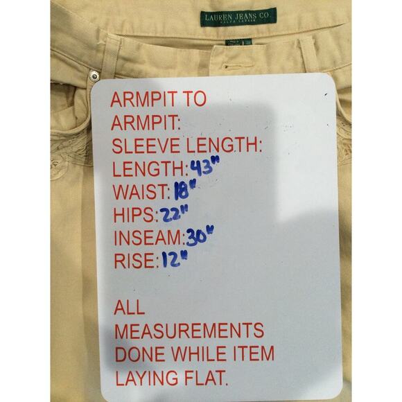 Ralph Lauren Womens Beige Denim Jeans Plus Size 14W 14 Embroidered Khaki Boho - Picture 4 of 10